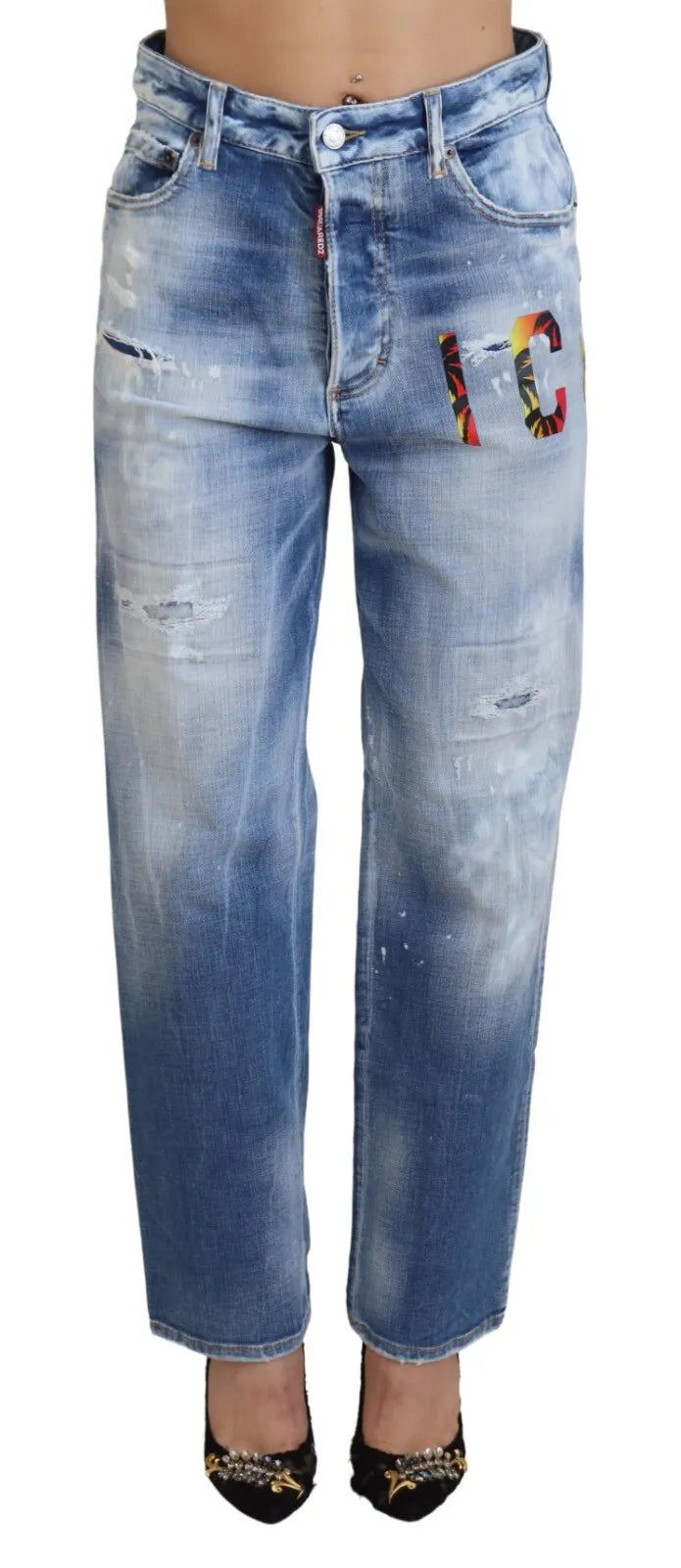 Dsquared² Blue Icon Yüksek Bel Düz Kot Pantolon Boston